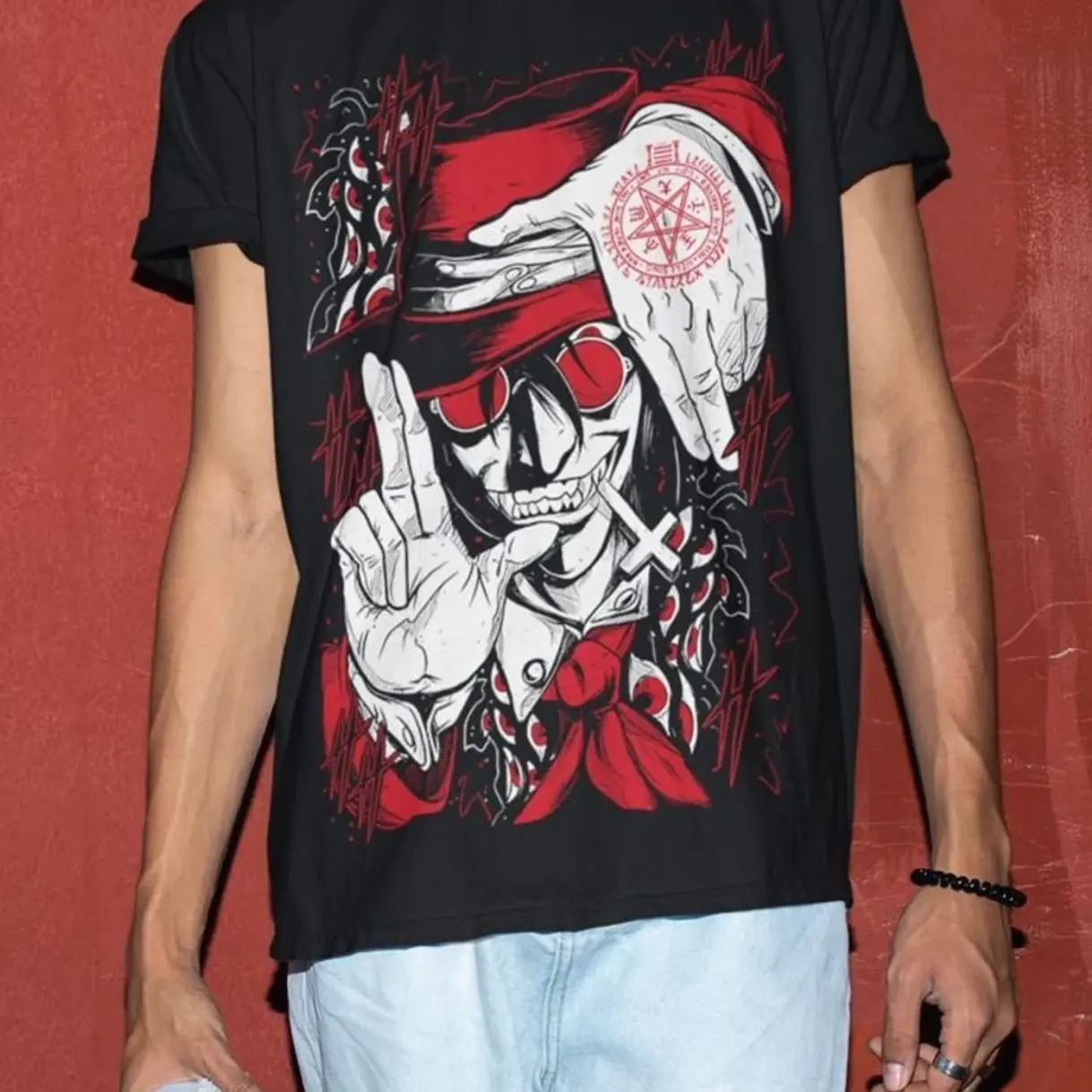 Ultimate Vampire Shirt, Vampire Hoodie, Anime Hellsing Shirt, Alucard Hellsing Hoodie, Hellsing shirt, Pentagram Hoodie, Hellsing Tee 7EG