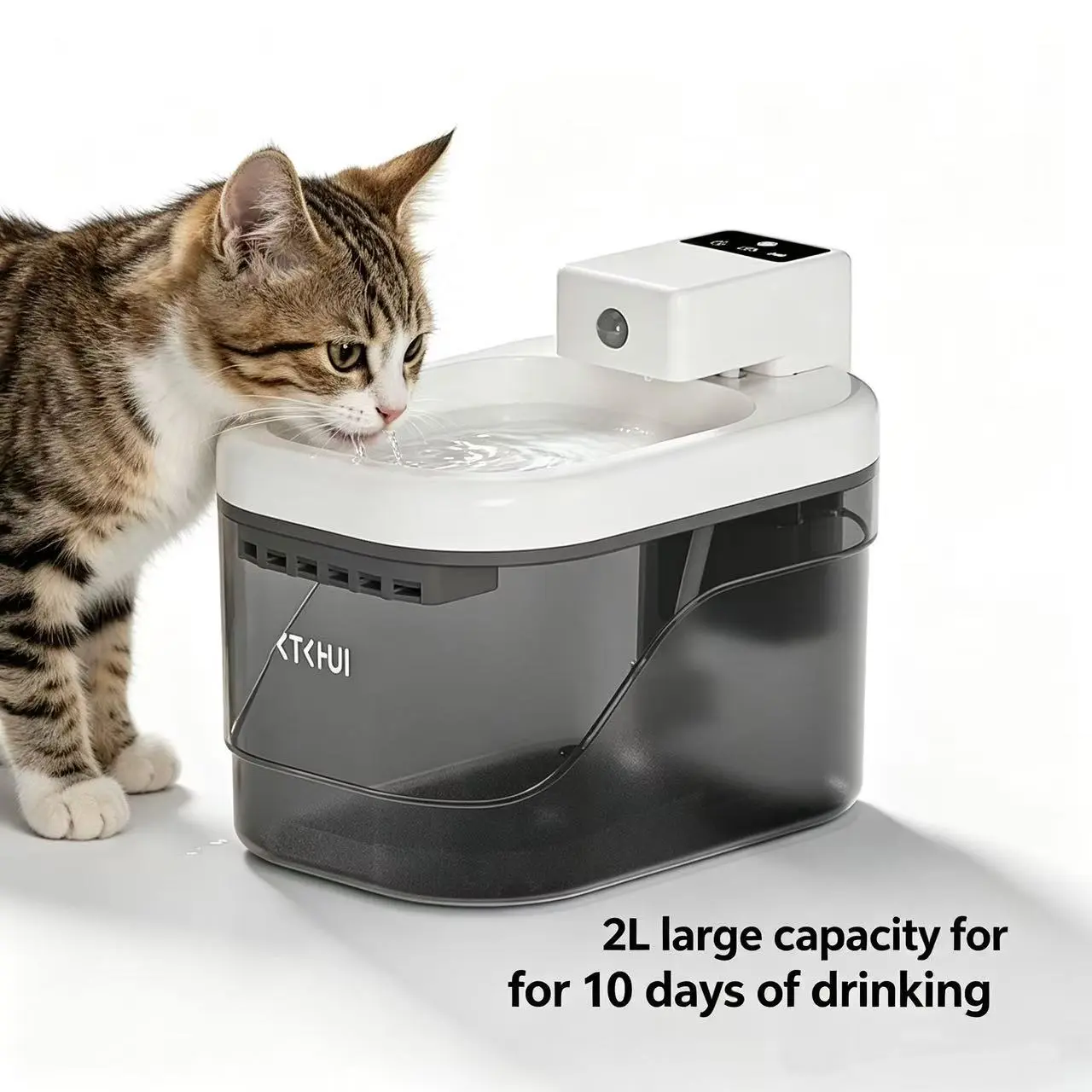 Smart Pet Water Fountain 2L Large Capacity, Wireless Motion Sensor Cat Water Dispenser, Ultra-Quiet 25dB Water-Electricity Separation Dog Water Bowl, Auto Cycle Fresh Water for Indoor Cats Small Dogs