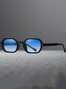 Retro Polygon Small Frame Cellulose Propionate Temple Tips  White Copper Pin Glasses Fashion Simple Punk Street Personality Hip Hop Classic Versatile Unisex Suitable for Travel, Beach, Driving, Cycling, Music Festivals, and Seaside Weddings