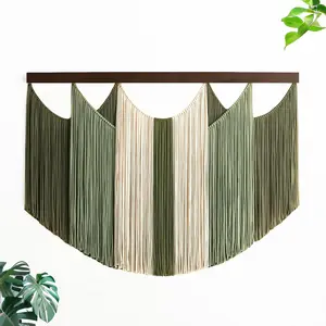 Tie-Dye Macrame Wall Hanging Large Dip Dye Yarn Tapestry Home Boho Wall Decor Ombre Art Headboard Bedroom Living Room Apartment Birthday Gift Xmas,Green with Beige