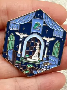 Harry Potter Inspired Cartoon Anime School Room Badge Brooch Pin, Creative Geometric Design Accessory for Fans & Collectors, Durable Metal Pins