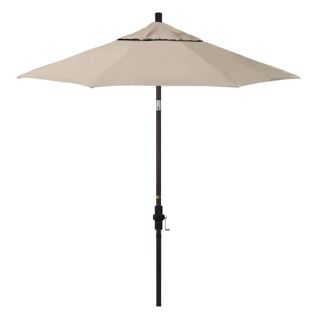 Sun Protection Patio Market Umbrella, California Umbrella CAUGSCUF758117-5461 Sun Master Series, 7.5 ft. Aluminium & Fiberglass Crank Collar Tilt, Taupe Sunbrella