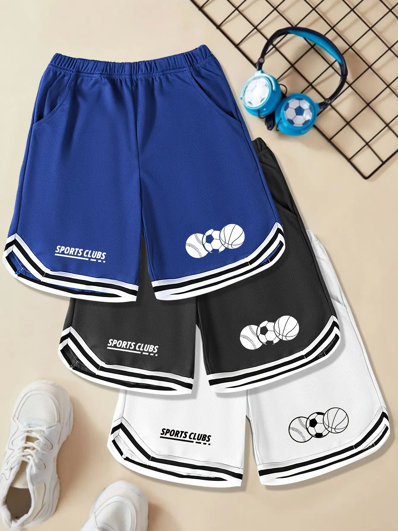 Kids 3Pcs Streetwear Shorts Set Breathable Sports Casual Summer Outfit for Boys