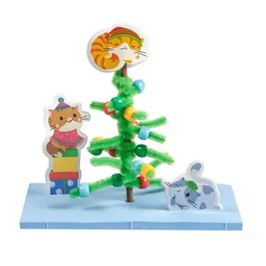 5 1/4" x 4 1/2" 3D Scene Cat in a Christmas Tree Foam Craft Kit - Makes 12