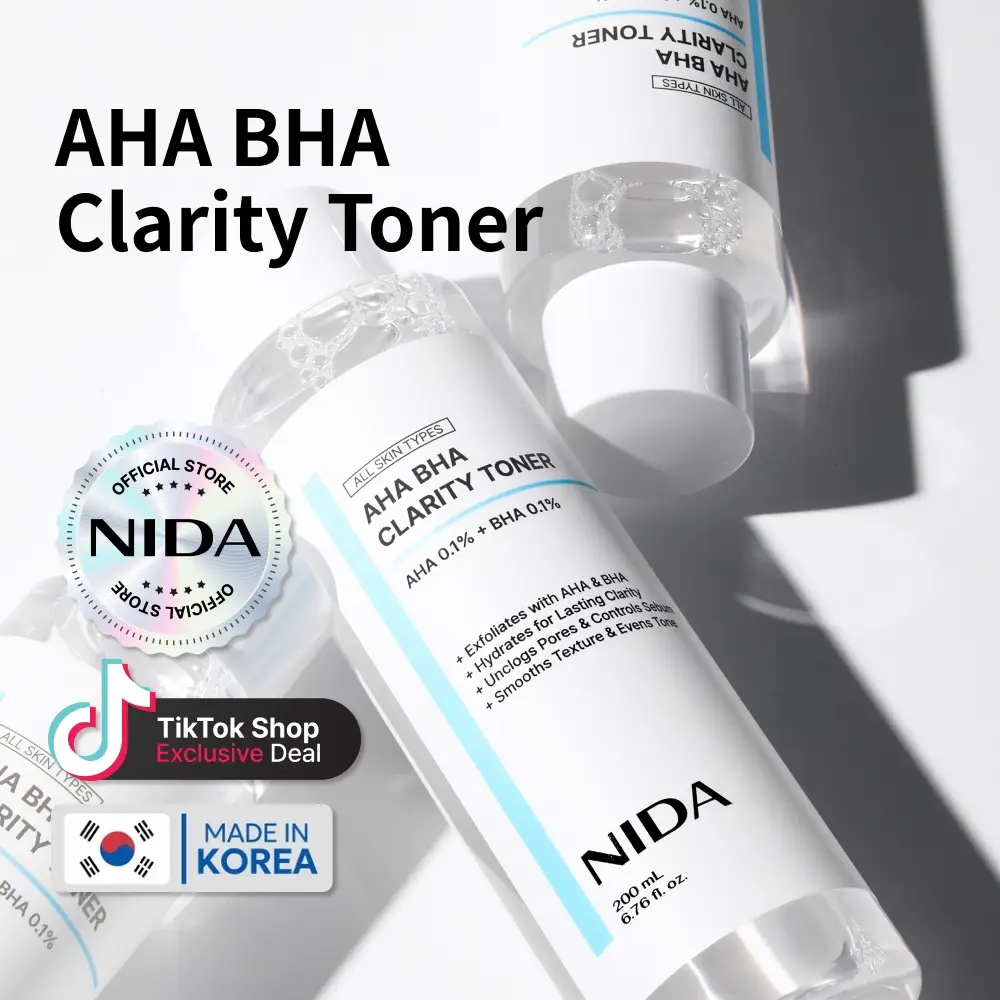 NIDA AHA BHA Clarity Toner Daily Exfoliant Skincare Soothing
