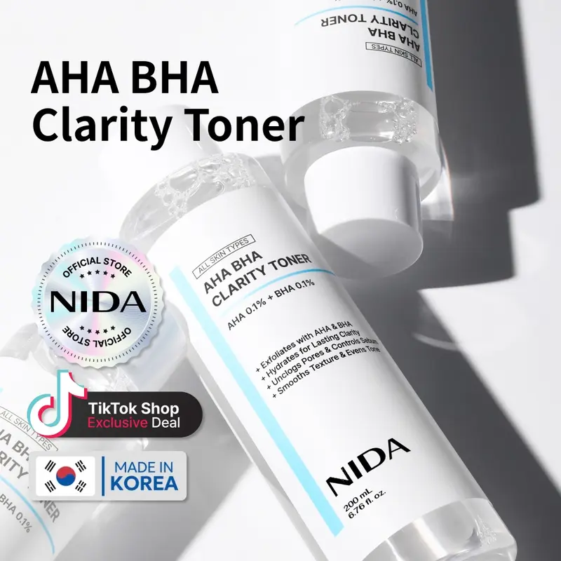NIDA AHA BHA Clarity Toner Daily Exfoliant Skincare Soothing