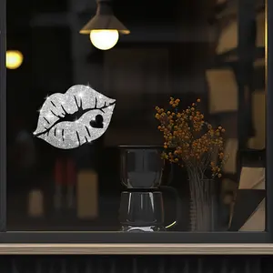 1/2 pieces heart pattern lip stickers, shiny sexy lip print window glass sticker, suitable for front door, makeup mirror, cottage wall sticker, bedroom door sticker kitchen sticker, bathroom mirror sticker, laptop decoration glass transfer sticker