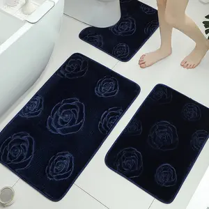 3-Piece Soft Absorbent Bathroom Mat Set, Non-Slip Comfortable Floor Mats, Minimalist Modern Design for Bathtub and Shower, Bathroom Rug Set
