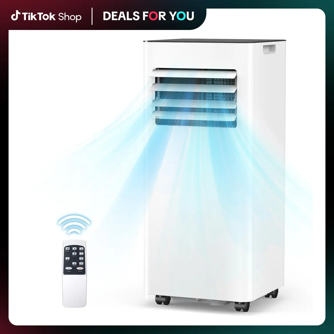 COWSAR Portable Air Conditioner - 8000/10000 BTU, Cools 350/450 Sq.Ft Residential Spaces, 4 Modes, Remote Control, LED Display, 24hrs Timer, Installation Kits, 50cents/day Cost, White for Dorm/Bedroom
