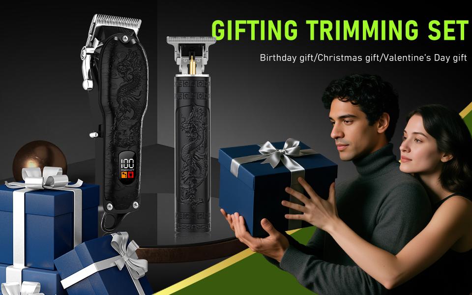 LQT All-In-One Black Dragon Men's Hair Cutting Kit, Cordless Rechargeable Grooming Set with Smart LCD Screen, Complete Home Barber Kit with Full Accessories, Save Money on Barbers for DIY Haircuts & Styling