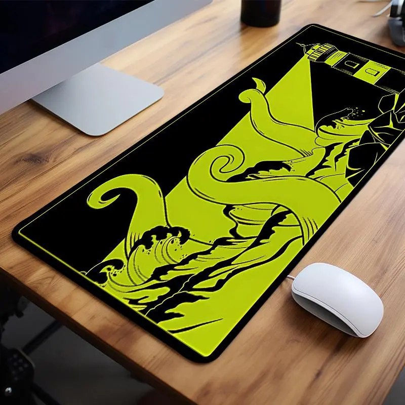 Large Lighthouse Kraken Mouse Pad Extra Large Gaming Desk Pad 35x16 Inch Computer Keyboard Mousepad with Non-Slip Rubber Base Durable Stitched Edge Perfect Gift for Christmas and Office