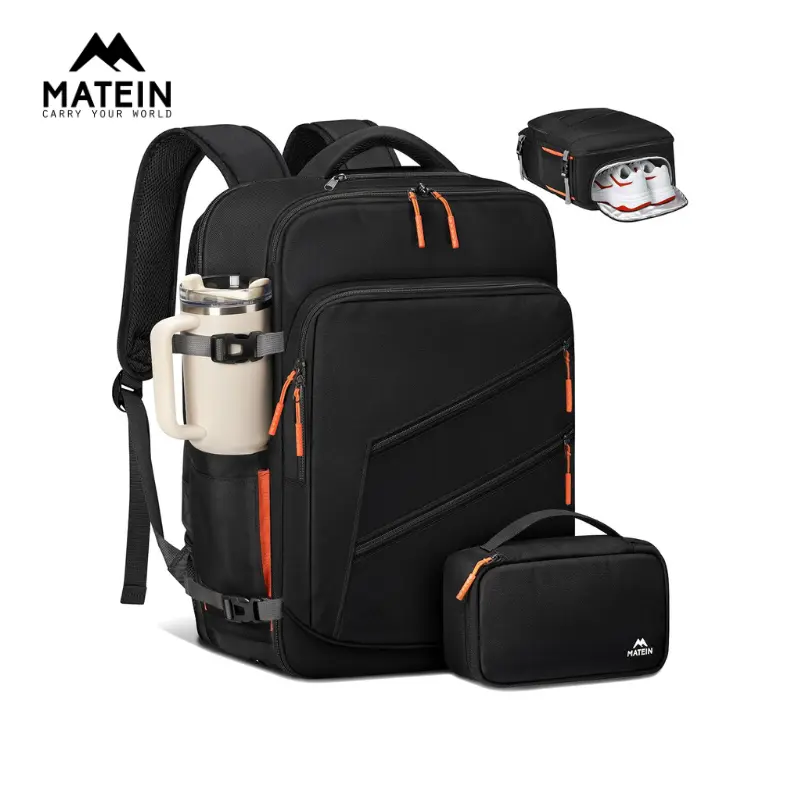MATEIN Personal Item Backpack, Airline Approved Carry-On Travel Backpack with Detachable Shoe Compartment & Electronics Case, Lightweight Luggage Bag for Spirit Airlines, Fits 17ince Laptop