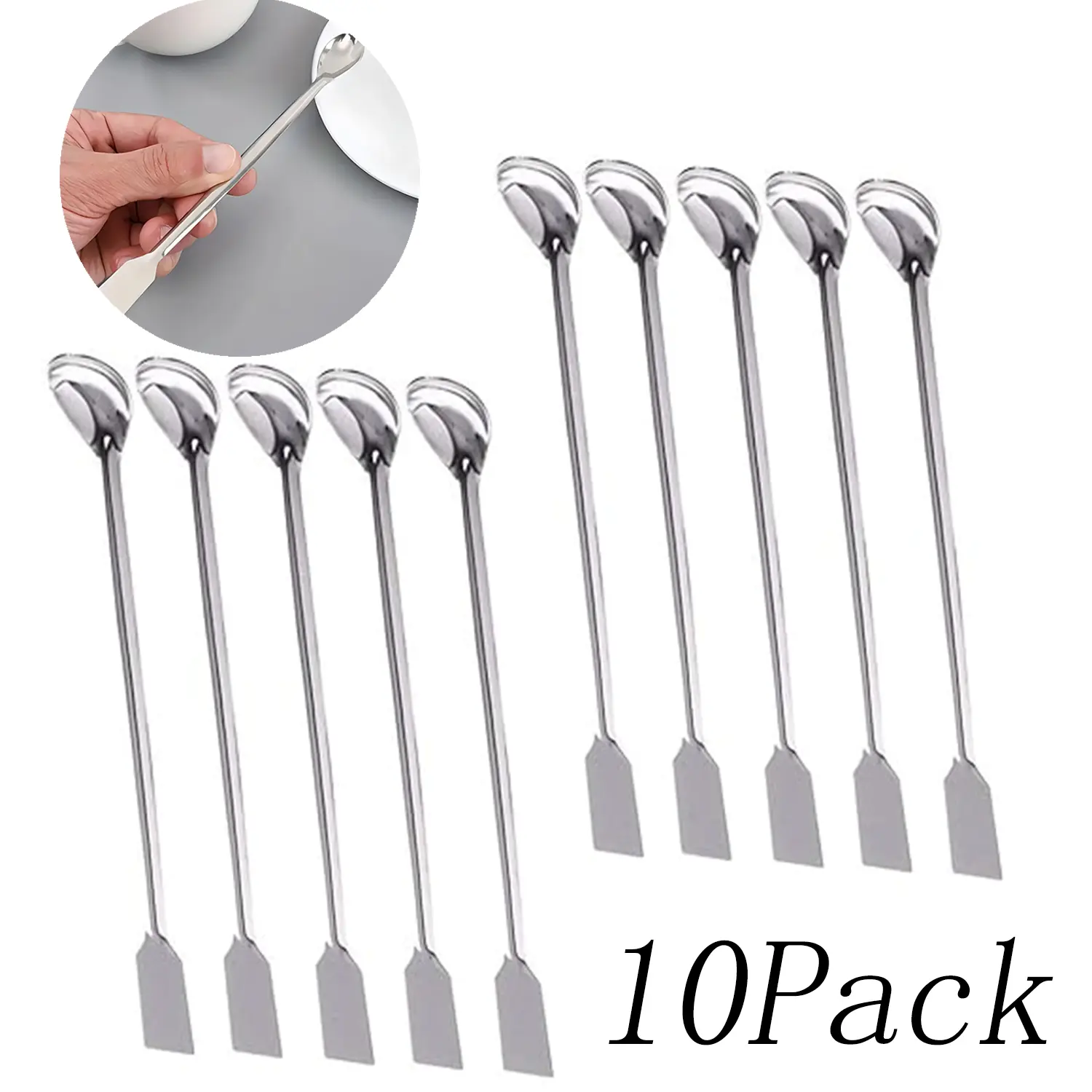 10 Pack 2 in 1 Stainless Steel Lab Spoon Spatula,Multipurpose Laboratory Sampling and Mixing Tools, Durable Lab Utensils, Perfect Christmas Gift for Scientists, Lab Workers and Chemistry Enthusiasts