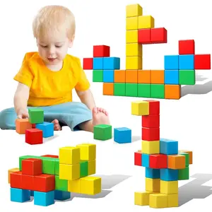 Blocks, 1.41 inch Large Building Blocks for Toddlers 3 4 5 6 7 8 Years Old Boys Girls Cubes for Kids 13 Montessori Toys STEM Preschool Educational Building Cube 30 Pcs