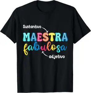 Spanish Teacher Themed Cotton Short-Sleeve T-Shirt with Prints, Flat Graphics, Knit Garment for Summer Casual Wear (Sports & Outdoor Tops)