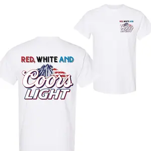 Official Coors Light Graphic T-Shirt, Vintage Red White and Coors Americana Tee, 4th of July Independence Day Beer Merch, Retro Mountain Light Short Sleeve Unisex Streetwear