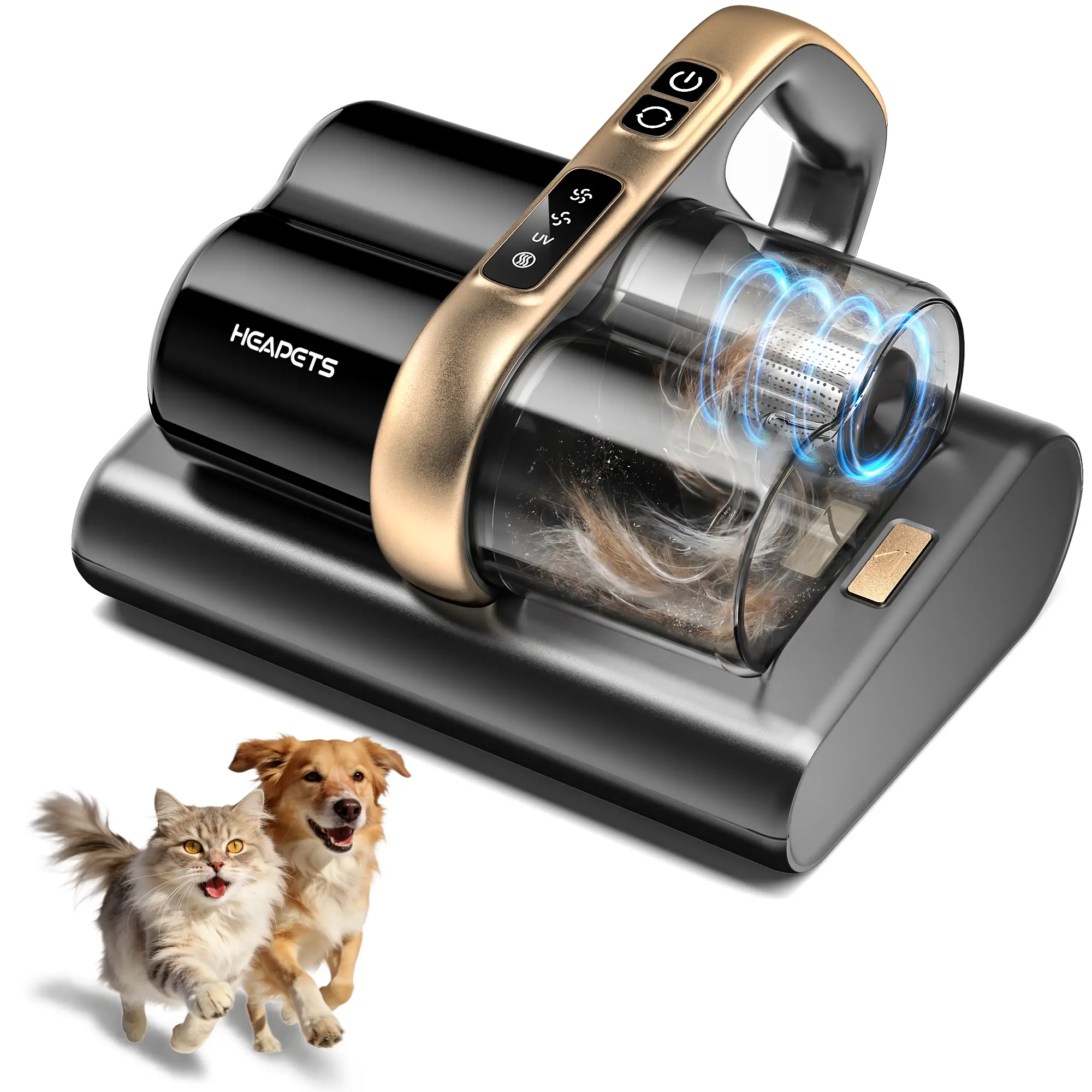 Heapets P366 Mattress Vacuum Cleaner, 16Kpa Bed Vacuum with 275nm UV-C Light & 149℉ Heat & Ultrasonic, Dual High-Speed Roller Brushes & H13 HEPA Filter for Pet Hair, Bed, Sofa, Couch