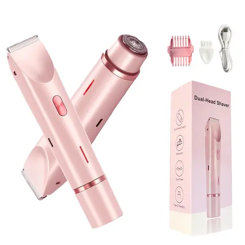 Women’s 2-in-1 Dual Head Rechargeable Wet/Dry Safe Hair Removal Epilator - Face+Body Ready Hair Tool with Built-in Batteries, Self Care Gadget, Ideal Gift for Women (Legs, Armpits)