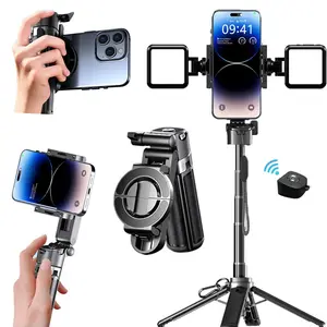 New magnetic & clamp 5-in-1 mini selfie stick with 2 LED light, Wireless Bluetooth control ,Can Transforms into Tripod/Handheld Stabilizer/Phone Stand/Shooting Assistant for Selfies shooting Video Recording Vlogging,Valentine's Day  Gift,summerwins