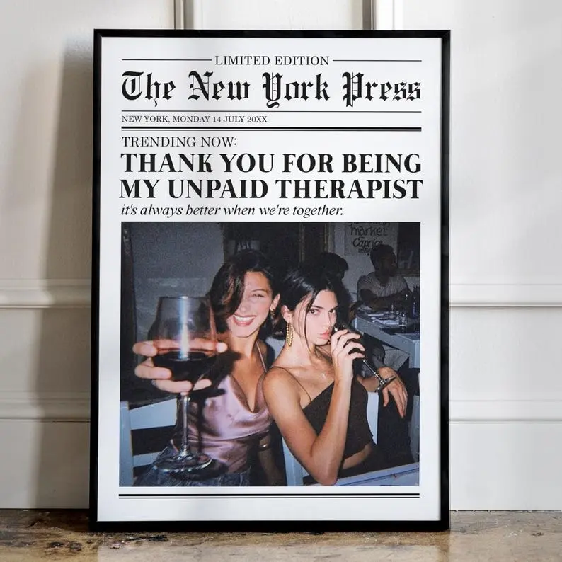 Personalized Newspaper Design – “Because It’s Iconic” Custom Gift for Best Friend or Room Decor