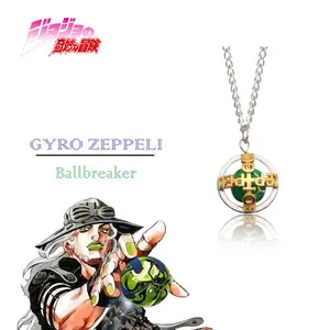 JOJO's Bizarre Adventure Zeppeli's Iron Ball Spinning Green Enamel Rotating Spherical Necklace (Anime Style)