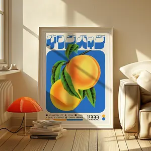 Champion Plum Retro Futuristic Art Print in Orange and Blue, Psychedelic Surrealism Wall Art, George Kempster Inspired Poster Decor