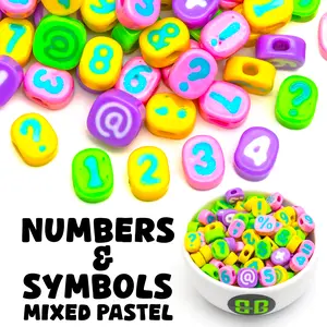 Pastel Number + Symbol Soup - Random Mix of Pastel Plastic Letter Beads by Weight