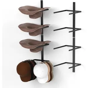 Cowboy Hat Rack, 4 count Metal Western Hat Organizer, Black Cowboy Hat Holder Wall Storage Hat Holder for Wall Decor, Western Room Decor, Keeps  Shape of Hat