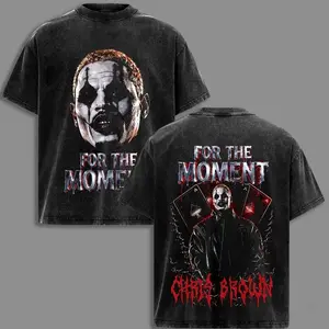 Chris.Brown – For The Moment Vintage Washed T-Shirt, Dark R&B Artist Graphic Tee, Gothic Concert Aesthetic Oversized Heavyweight Cotton Streetwear
