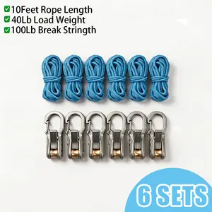Adjustable Retractable Tie Down Rope, Portable Cord Roller with Accessories, Multipurpose Fastening Strap for Camping, Boating, Truck & Outdoor Use