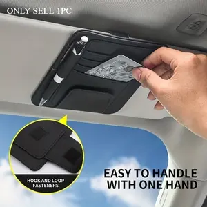 1/2pcs PU Leather Car Sun Visor Storage Clip: Multifunctional Card Bag for Car Interior - Holds Cards, Pen, and Sunglasses - Easy to Attach with One Hand