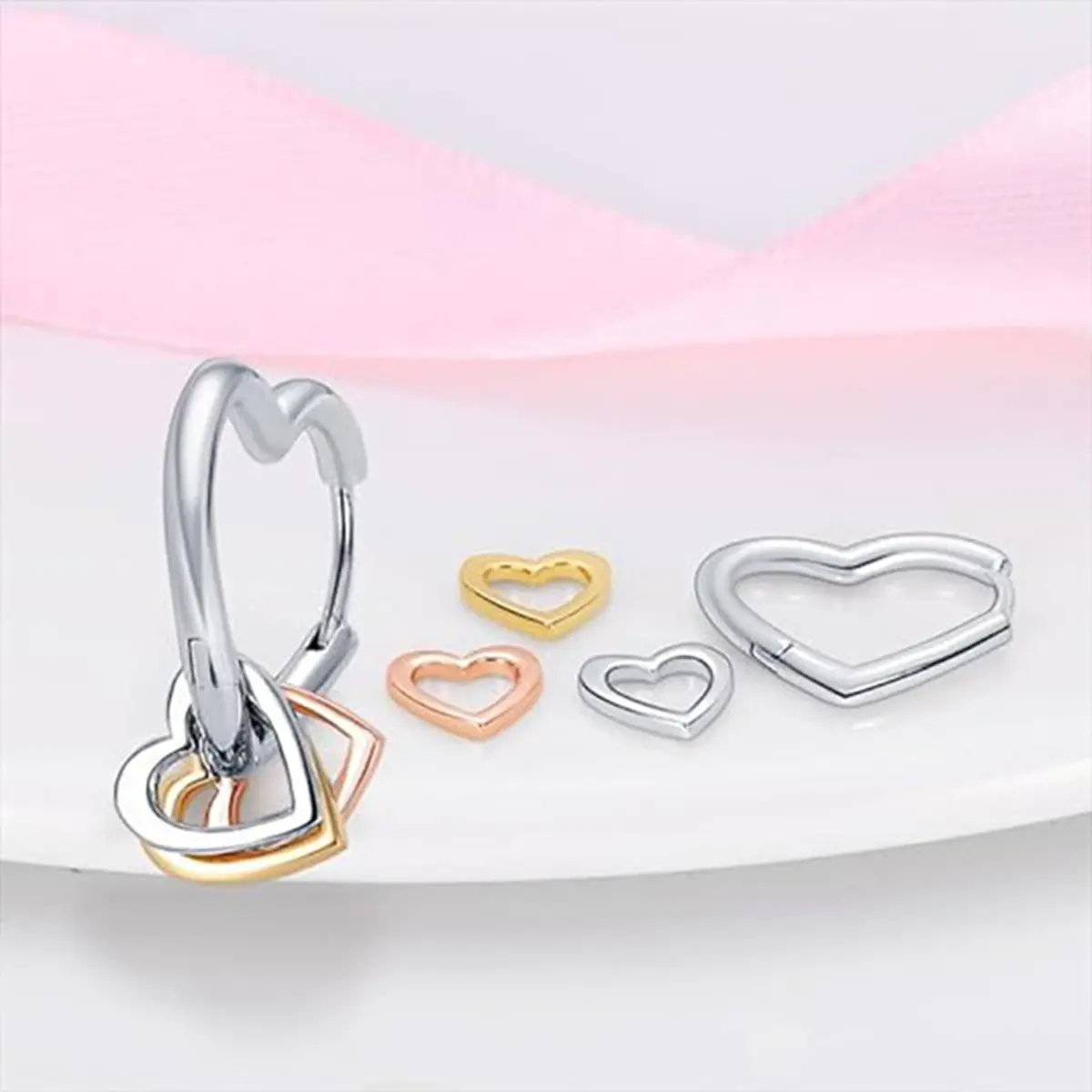 Heart shape pendant earrings simple and fashionable multi-color sweet and generous style women's jewelry