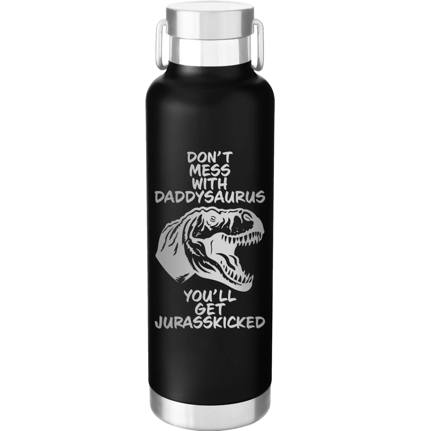 Personalized Daddysaurus 24 oz Water Bottle - Black