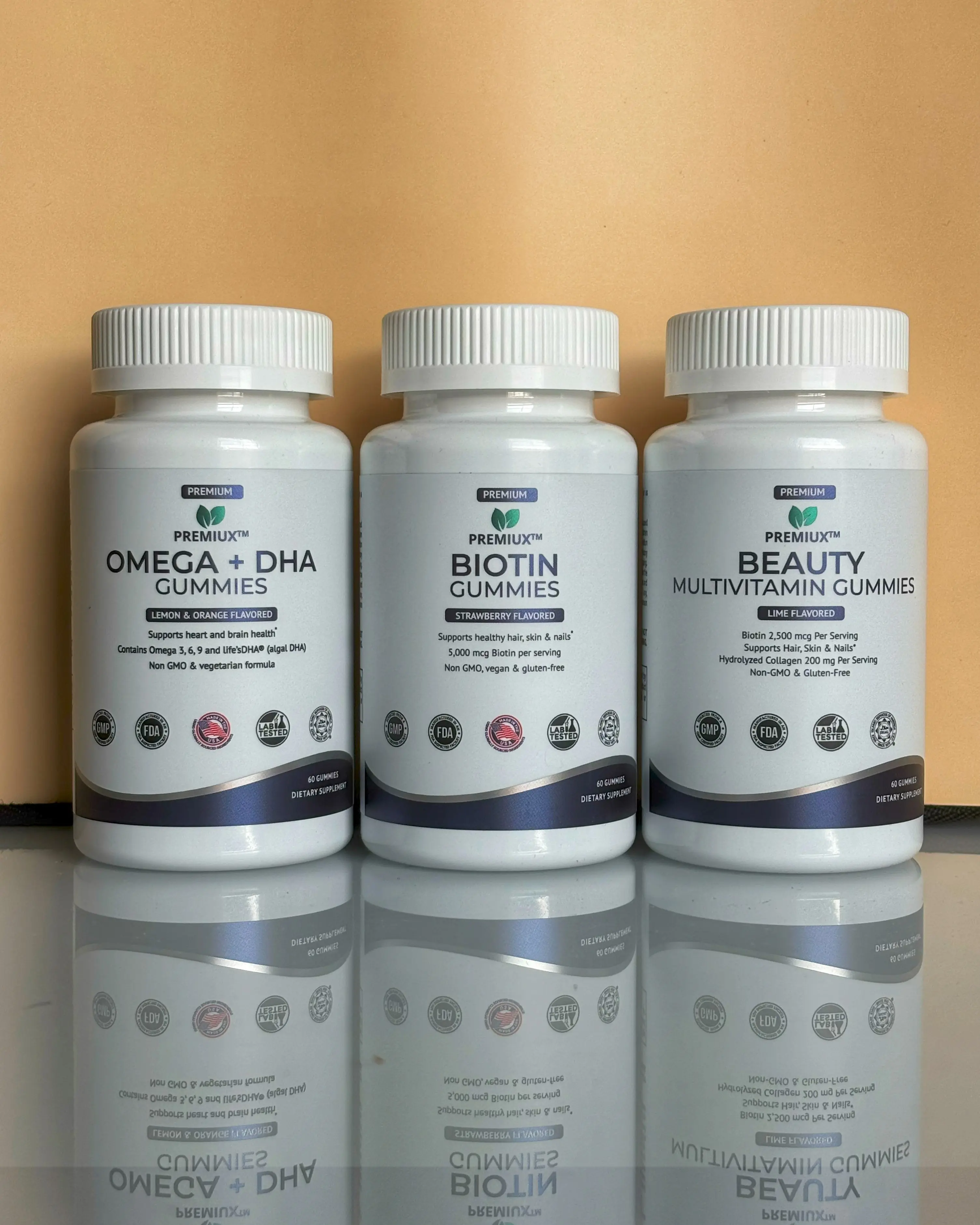 The Glow Stack - Hair, Skin & Nails Bundle, Biotin , Beauty Multivitamin and Omega-3