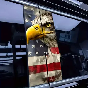 2pcs American Flag Eagle Vinyl Car Stickers, High-Quality Bald Eagle Design, Self-Adhesive and Durable, Rear Window Protection