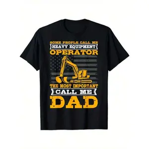 [100% Cotton] 100% CottonMen's Heavy Equipment Operator (HEO) Construction Worker T-Shirt - Funny Construction Site Gift with Excavator Graphic - Heavy Equipment Operator Dad Shirt - Black & Yellow Work Apparel - Machine Washable Crew Tee for Builders, Co