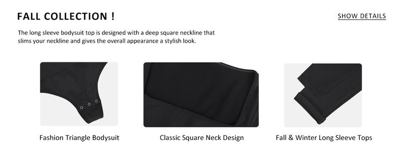 FeelinGirl Long Sleeve Bodysuit for Women Mock Turtle Neck Body Suits Zip Up Design Black Tummy Control Bodysuit Shirts Womenswear Collar Elegant Nylon Comfort