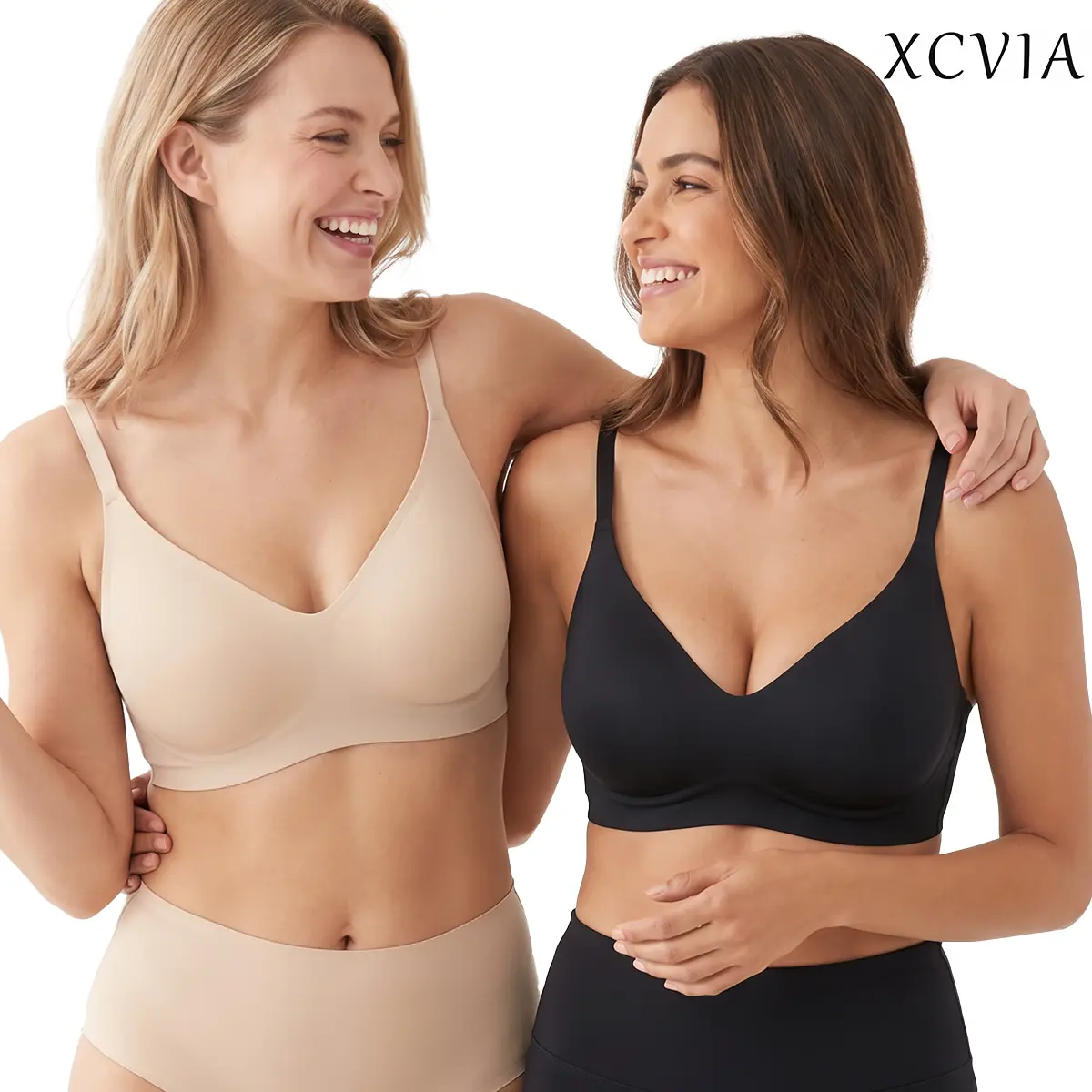 XCVIA Women's Jelly Wireless Bra, Full Coverage Wirefree T-Shirt Bra with Soft Pads, Comfortable Everyday Seamless Bra