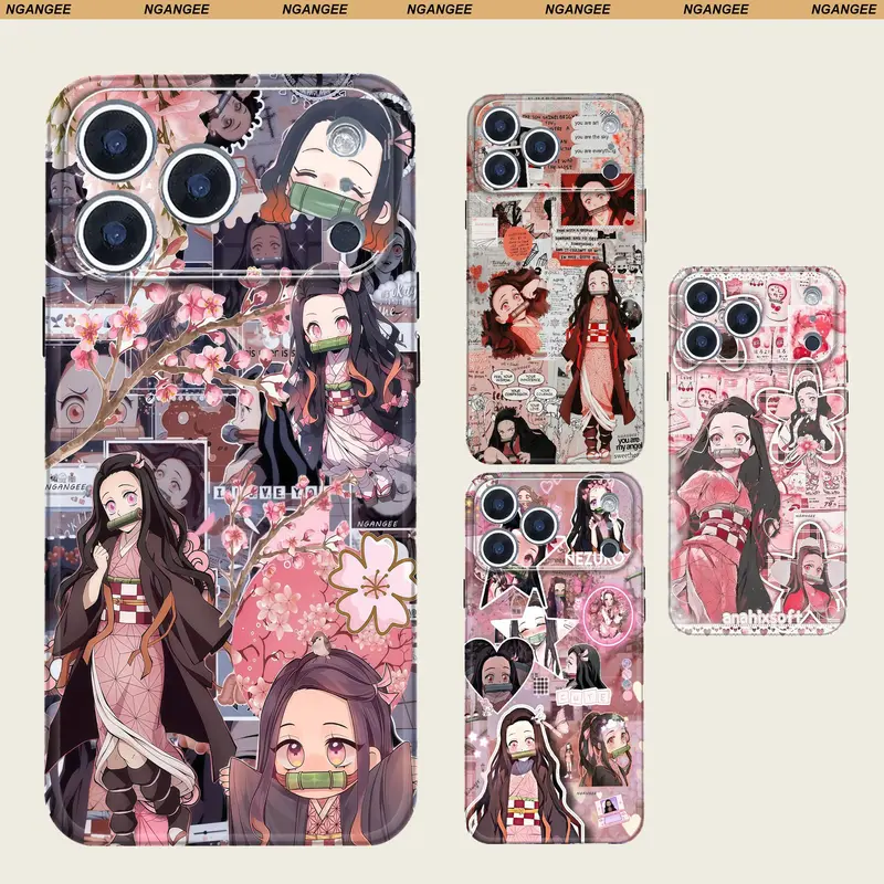 Stylish Anime Art Custom Nezuko Cellphone Case - Otaku Targeted Smartphone Protector with Custom Fit Design for iPhone 11,12,13,14,15,16 Plus,17 Air,17 Pro Max Devices (GMPT1-4)