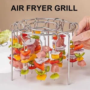 2 Counts Air Fryer Rack Round, food grade stainless steel material, high temperature resistance,no-turn cooking design
