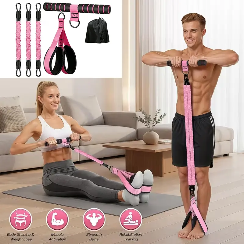 Upgraded Handle Resistance Band - 3 Adjustable Levels, Home Fitness Equipment for Abdominal, Waist, Arm, Core, Leg Training, Sit-Ups and Stretching