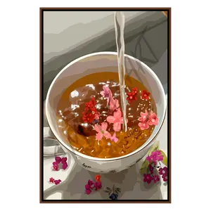 Red Spider Lily Tea  Smard Black Wall Art Print/ Canvas for Home /Office Decor - Smard Black Wall Art Print/ Canvas for Home /Office Decor