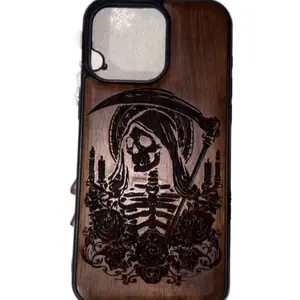 Santa muerte láser engraved iPhone cases