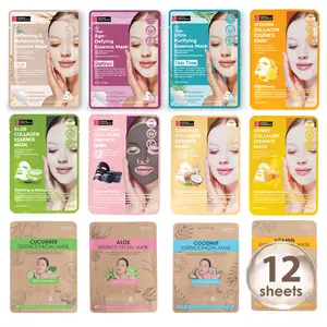 Original Derma Beauty 12PK (8+4) Collagen Facial Sheet Mask - 12 Different Sheet Mask K-beauty Coconut Gift