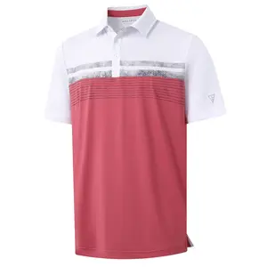 MAELREG Polo Shirts for Men Dry Fit Performance Chest Print Color Block Moisture Wicking Casual Short Sleeve Golf Shirts,Contrast Color Outdoor Clothing,Gifts for Men