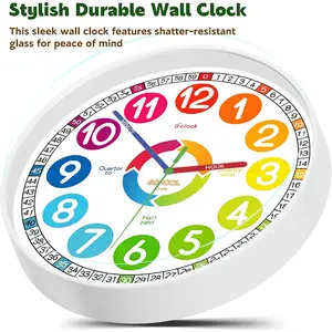 1 Piece Multicolor Number Dial Round Plastic Frame Wall Clock, 8/ 12 Inch, Silent Movement Accurate Timekeeping Wear-resistant With Plastic Dust Cover, Christmas Gift Home Decor for Living Room Bedroom Office Hallway
