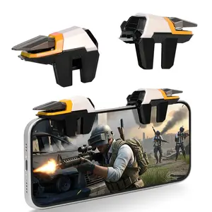 BlueWow Mobile Game Trigger 6 Fingers for iPhone & Android Enhanced Grip Stability Anti-slip Silicone Alloy Button Clip Fits 6mm to 15mm Thick Phones CODM Freefire Gaming Console