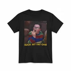 Suck My Fat One Graphic T-shirt Stranger Things Movie Fan Tee Black Cotton Comfortable Fit