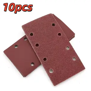 8-Hole Rectangular Velcro Sandpaper Sheet 185x95mm, Air Abrasive Non-Woven Paper Pad, Medium Grit Aluminum Oxide Wood Sanding Sheets