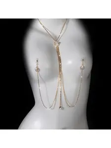 European and American cross-border new imitation pearl pendant breast clip nipple chain sexy nightclub hot girl outfit chest chain body chain accessories